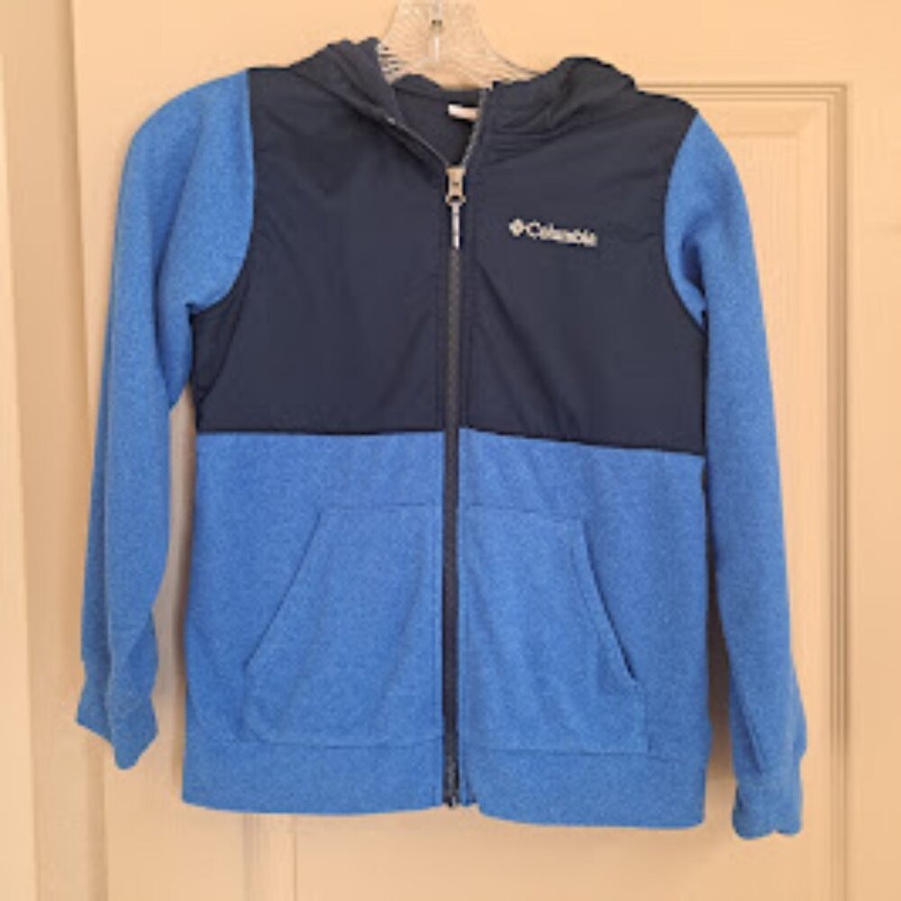 Boys youth medium Columbia Zip-up jacket light and dark‎ blue